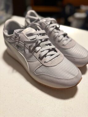 Puma Light Gray Suede-Trim Retro Sneakers